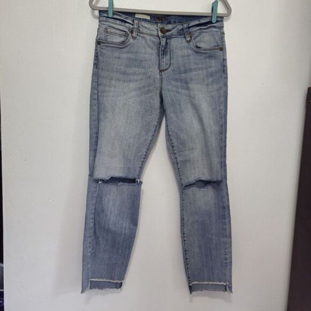 Kut From The Kloth Distressed Reese High Rise Ankle Med Wash Denim Jeans Size‎ 8